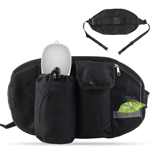 FYting Leckerlitasche für Hunde,Futterbeutel Hundetraining,4-In-1 Multifunktionale Hundetasche Aus Oxford-Stoff Mit Reflektierenden Streifen, wasserdichte, Zum Spazierengehen, Training(Schwarz) von FYting