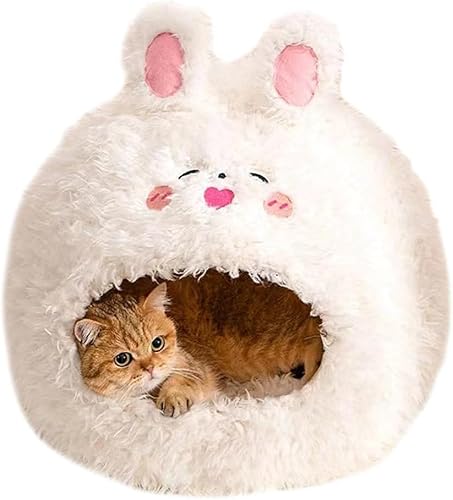 Flauschiges Katzenbett für Haustiere im Innenbereich – Kätzchenbett, Höhle, Versteck aus weichem Plüsch, bequem, geschlossenes Katzen-/Hundenest mit abnehmbarem, waschbarem Kissen, Rentier, Kaninchen, Flauschiges Katzenbett für Haustiere im Innenbereich – Kätzchenbett, Höhle, Versteck aus weichem Plüsch, bequem, geschlossenes Katzen-/Hundenest mit abnehmbarem, waschbarem Kissen, Rentier, Kaninchen, von FZKun