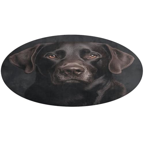 Black Lab Hundeteppich, rund, 60 x 60 cm, Korallen-Samt, Fußmatten mit Gummi-Rückseite, rutschfeste Badewannen, Bodenmatte, stilvoller Badezimmerteppich, waschbarer Teppich für Spielzimmer von FZMTLDS