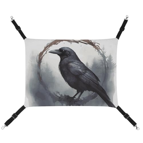 FZMTLDS Black Crow Katzenhängematte, atmungsaktiv, Haustierkäfig-Hängematte, wendbar, weiches Katzenbett für drinnen und draußen, Schlafunterlagen für kleine Tiere FZMTLDS Black Crow Katzenhängematte, atmungsaktiv, Haustierkäfig-Hängematte, wendbar, weiches Katzenbett für drinnen und draußen, Schlafunterlagen für kleine Tiere von FZMTLDS