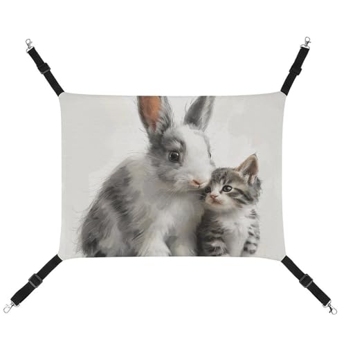 FZMTLDS Kaninchen- und Katzen-Hängematte, atmungsaktiv, Haustierkäfig-Hängematte, wendbares Haustier-Hängebett, weiches Katzenbett für drinnen und draußen, Ruheunterlagen für kleine Tiere FZMTLDS Kaninchen- und Katzen-Hängematte, atmungsaktiv, Haustierkäfig-Hängematte, wendbares Haustier-Hängebett, weiches Katzenbett für drinnen und draußen, Ruheunterlagen für kleine Tiere von FZMTLDS