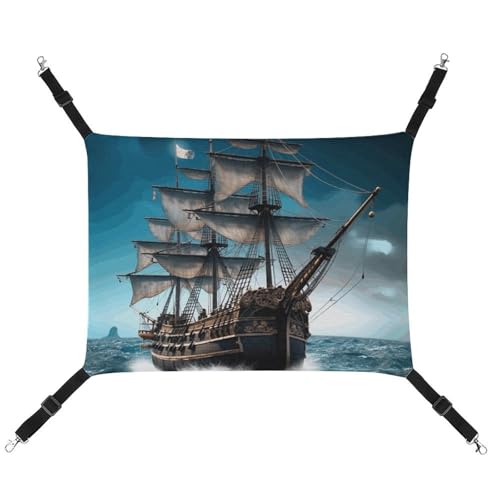 FZMTLDS Piratenschiff, Katzen-Hängematte, atmungsaktiv, wendbar, Haustier-Hängebett, weiches Katzenbett für drinnen und draußen, Schlafunterlagen für kleine Tiere FZMTLDS Piratenschiff, Katzen-Hängematte, atmungsaktiv, wendbar, Haustier-Hängebett, weiches Katzenbett für drinnen und draußen, Schlafunterlagen für kleine Tiere von FZMTLDS