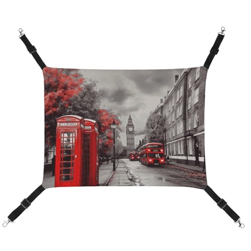 FZMTLDS Red London Street Katzenhängematte, atmungsaktiv, Haustierkäfig-Hängematte, wendbar, weiches Katzenbett für drinnen und draußen, Ruheunterlagen für kleine Tiere FZMTLDS Red London Street Katzenhängematte, atmungsaktiv, Haustierkäfig-Hängematte, wendbar, weiches Katzenbett für drinnen und draußen, Ruheunterlagen für kleine Tiere von FZMTLDS