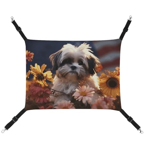 FZMTLDS Shih Tzu Hunde- und Blumen-Katzen-Hängematte, atmungsaktiv, Haustierkäfig-Hängematte, wendbares Haustier-Hängebett, weiches Katzenbett für drinnen und draußen, Ruheunterlagen für kleine Tiere FZMTLDS Shih Tzu Hunde- und Blumen-Katzen-Hängematte, atmungsaktiv, Haustierkäfig-Hängematte, wendbares Haustier-Hängebett, weiches Katzenbett für drinnen und draußen, Ruheunterlagen für kleine Tiere von FZMTLDS