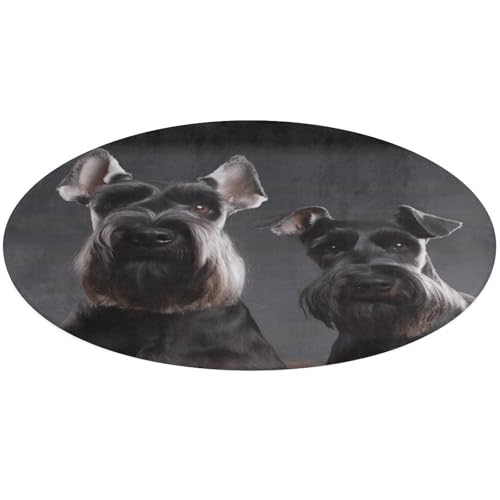 Niedlicher Schnauzer-Hundeteppich, rund, 80 x 80 cm, Korallen-Samt-Fußmatten mit Gummi-Rückseite, rutschfeste Badewannen-Bodenmatte, stilvoller Badezimmerteppich, waschbarer Teppich für Spielzimmer von FZMTLDS