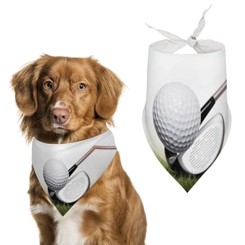 Hundehalstücher mit Golfschläger, bedruckt, Hunde-Lätzchen, waschbar, Polyester, Taschentuch, Dreieckstuch für kleine, mittelgroße und große Hunde von FZMVSQH