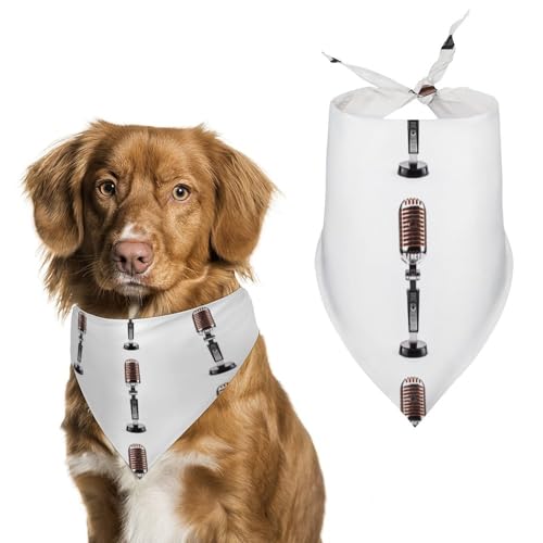 Hundehalstücher mit Vintage-Mikrofon, bedruckt, Hunde-Lätzchen, waschbar, Polyester, Taschentuch, Dreieckstuch für kleine, mittelgroße und große Hunde Hundehalstücher mit Vintage-Mikrofon, bedruckt, Hunde-Lätzchen, waschbar, Polyester, Taschentuch, Dreieckstuch für kleine, mittelgroße und große Hunde von FZMVSQH