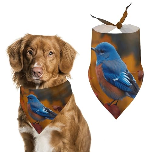 Hundehalstücher mit blauem Vogel und Blättern, bedruckt, Hunde-Lätzchen, waschbar, Polyester, Taschentuch, Dreieckstuch für kleine, mittelgroße und große Hunde Hundehalstücher mit blauem Vogel und Blättern, bedruckt, Hunde-Lätzchen, waschbar, Polyester, Taschentuch, Dreieckstuch für kleine, mittelgroße und große Hunde von FZMVSQH