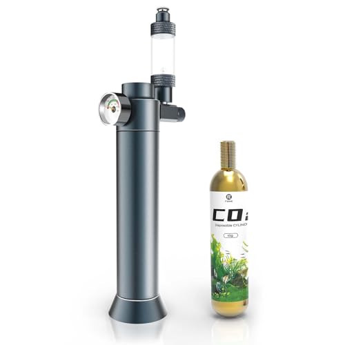 FZONE Desktop Aquarium CO2 System, CO2 Regler mit 45g Einweg-CO2-Kartusche, kompatibel mit 5/8 Zoll und 3/8 Zoll Gewindeschnittstellen, perfekt für Nano Aquarien von FZONE