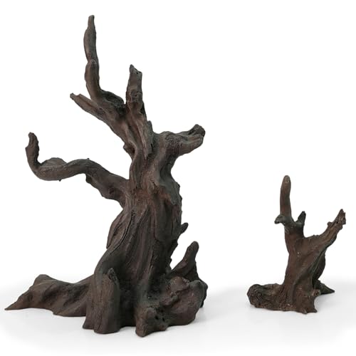 FZONE Harz-Treibholz für Aquarium, Kleiner Baum-Ornament für Aquascaping in Süßwasser und Nano-Aquarien von FZONE