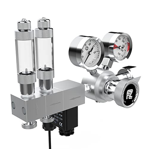 FZONE Pro Series Aquarium Two-Stage CO2 Pressure Regulator Adjustable Output Pressure with DC Solenoid and Integrated High-Precision Needle Valve and Bubble Counter (Stage) von FZONE