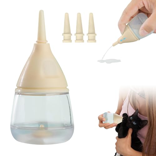 Aufzuchtflasche Haustier, Aufzuchtflasche Katzen und Hunde, Haustier Babyflasche Kit, Silikon Wasser Milch Flasche Silikon Babyflasche Neugeborene Pet Kleine Hunde Welpen Katze, mit 3 Silikonnippeln von FZQBEY