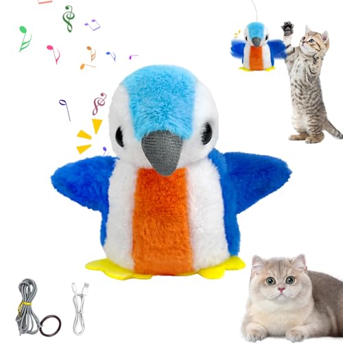 FZQBEY Interaktives Katzenspielzeug Selbstbeschäftigung, Pinguin Vogel Katzenspielzeug Elektrisch Spielzeug Katzen, Plüsch Vogelspielzeug Intelligenz, Interactive Cat Toy, Flapping Bird Cat Toy (A) von FZQBEY
