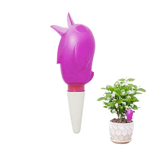 FZQBEY Waterreserve Wasserspender aus Kunststoff und Tonkegel, 60ml Füllmenge, Bewässerungskugel Klein mit Ton Fuß, Pflanzen Bewässerung,Wasserspender Pflanzen und Blumen Terrakotta Stiel (Violett) von FZQBEY