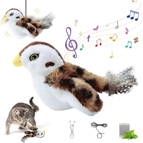 Katzenspielzeug Vogel Fliegt Elektrisch mit Katzenminze, Interaktives Katzenspielzeug Selbstbeschäftigung Vogel, Flying Bird Cat Toy, Fliegender Vogel Spielzeug für Katzen (B) von FZQBEY