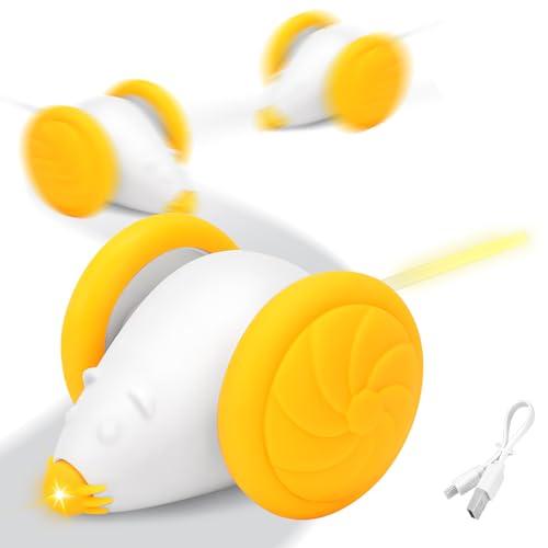 Maus Katzenspielzeug Elektrisch Beweglich mit LED Licht, Katzenspielzeug Selbstbeschäftigung, Interaktives Spielzeug für Katzen mit USB Aufladbar, Katzen Spielzeug, Geschenke für Katzen Kätzchen (C) von FZQBEY