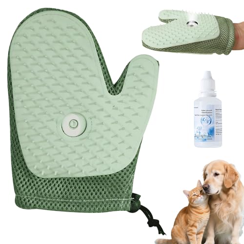 Tierhaarentferner Handschuh, Fellmagnet Handschuh, 2025 Neu Fellhandschuhe Fingerlos Katzen Hunde mit Spray, All in One Grooming Mist Glove Katzenbürste mit Dampf Antistatische Hair Remover (B) von FZQBEY