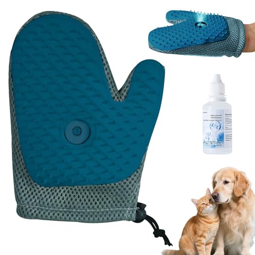 Tierhaarentferner Handschuh, Fellmagnet Handschuh, 2025 Neu Fellhandschuhe Fingerlos Katzen Hunde mit Spray, All in One Grooming Mist Glove Katzenbürste mit Dampf Antistatische Hair Remover (D) von FZQBEY