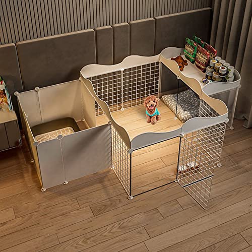 Katzenhütte – Katzenlaufstall, Haustierlaufstall, Katzengehege im Freien mit dichtem Metalldraht, DIY-Design, Kleintierkäfig für kleine Hunde, Welpen, Kaninchen, Meerschweinchen, verstaubare von FZZIBQYR