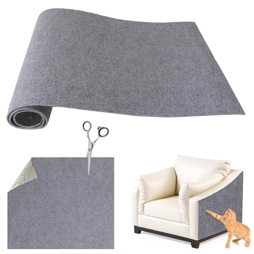 Selbstklebend Kratzmatte Katze, Kratzschutz Sofa Katze, DIY Kratzbretter Katze kratzwand für Katzen Möbel Kratzteppich Couch-Schutz (Grau, 200 * 40cm) von FaAmour
