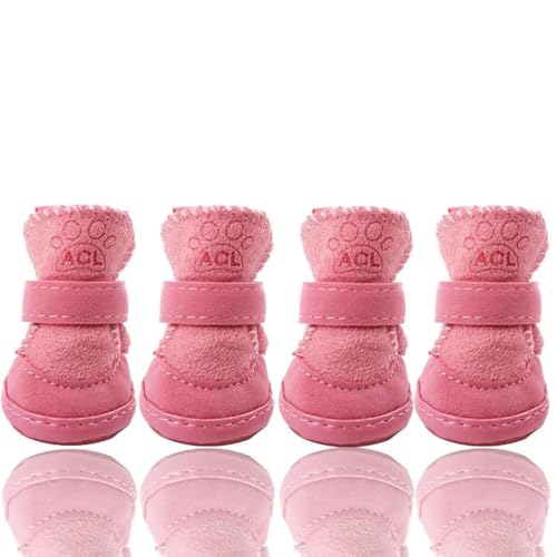 Hunde Schuhe Outdoor, FaJoek 4 Stücke Hundeschuhe Kleine Hunde, Welpen-Stiefel, Schneestiefel für Haustiere, Hundeschuhe Winter, Pfotenschutz Hund, Plüsch Hundestiefel, für Kleine Hunde Katzen(Rosa) Hunde Schuhe Outdoor, FaJoek 4 Stücke Hundeschuhe Kleine Hunde, Welpen-Stiefel, Schneestiefel für Haustiere, Hundeschuhe Winter, Pfotenschutz Hund, Plüsch Hundestiefel, für Kleine Hunde Katzen(Rosa) von FaJoek