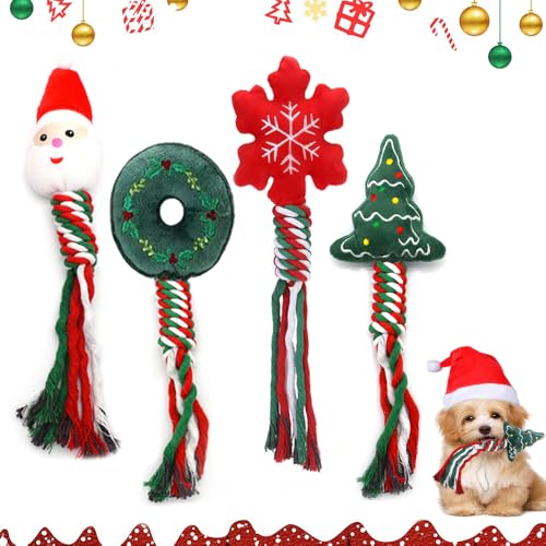 FaJoek Hundespielzeug Seil Kauspielzeug Weihnachten 4 PCS hundespielzeug Weihnachten, Hundeseil-Spielzeug, Kauspielzeug für Kleine und Mittlere Hunde, Hundespielzeug Quietschend Interessant FaJoek Hundespielzeug Seil Kauspielzeug Weihnachten 4 PCS hundespielzeug Weihnachten, Hundeseil-Spielzeug, Kauspielzeug für Kleine und Mittlere Hunde, Hundespielzeug Quietschend Interessant von FaJoek