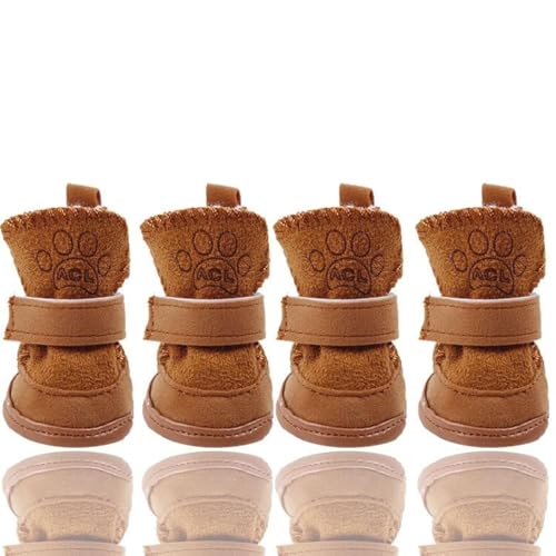 Hunde Schuhe Outdoor, FaJoek 4 Stücke Hundeschuhe Kleine Hunde, Welpen-Stiefel, Schneestiefel für Haustiere, Hundeschuhe Winter, Pfotenschutz Hund, Plüsch Hundestiefel, für Kleine Hunde Katzen (Braun) Hunde Schuhe Outdoor, FaJoek 4 Stücke Hundeschuhe Kleine Hunde, Welpen-Stiefel, Schneestiefel für Haustiere, Hundeschuhe Winter, Pfotenschutz Hund, Plüsch Hundestiefel, für Kleine Hunde Katzen (Braun) von FaJoek