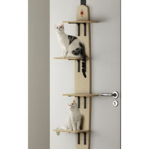 4-stufiges, vielseitiges Kletterregal für Katzen, Türmontage, vertikaler Turm mit Teppichboden für Hauskatzen von FaLkiN