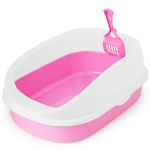 Anti-Spritz-Katzentoilette, Katzen-Hunde-Tablett-Toilettenversorgung, leicht zu reinigende, spritzwassergeschützte, halbgeschlossene Toilette für Katzen, grün, mittel (rosa mittel) von FaLkiN
