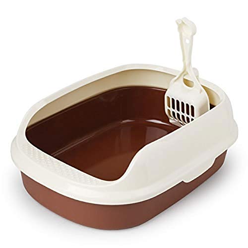 Anti-Spritz-Katzentoilette, Katzen-Hunde-Tablett-Toilettenversorgung Leicht zu reinigende, halbgeschlossene Anti-Spritz-Toilette für Katzen, Grün, Mittel (Brown Medium) von FaLkiN