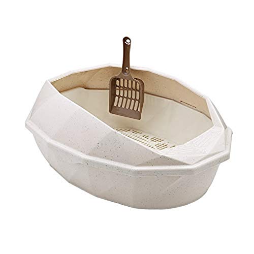 Anti-Spritz-Katzentoilette, Katzentoilette, Zuhause, Kunststoff, Sand, Katzentoilette, Box, Haustier-Toilette, Bettpfanne mit Schaufel, Kätzchen, Hund, saubere Toilette, Beige, XX-Large (Beige X von FaLkiN