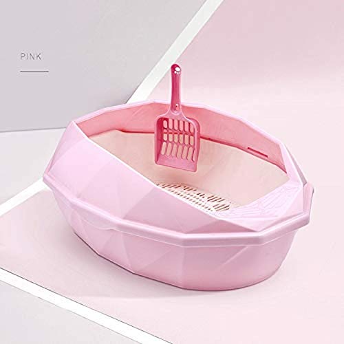 Anti-Spritz-Katzentoilette, Katzentoilette, Zuhause, Kunststoff, Sand, Katzentoilette, Haustier-Toilette, Bettpfanne mit Schaufel, für Kätzchen und Hunde, saubere Toilette, Beige, XX-Large (Pink Anti-Spritz-Katzentoilette, Katzentoilette, Zuhause, Kunststoff, Sand, Katzentoilette, Haustier-Toilette, Bettpfanne mit Schaufel, für Kätzchen und Hunde, saubere Toilette, Beige, XX-Large (Pink von FaLkiN