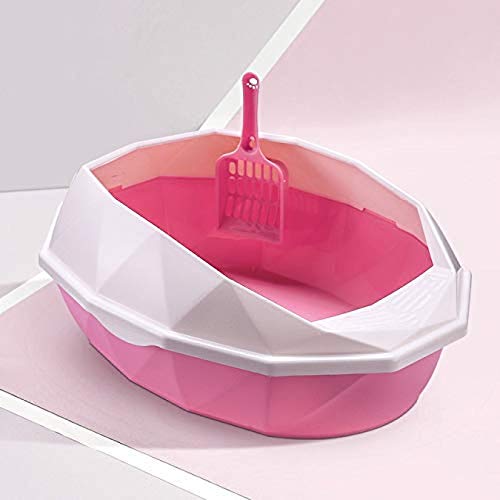 Anti-Spritz-Katzentoilette, Welpen-Kätzchen, für den Innenbereich, Haustier-Toilette, Bettpfanne, Katzentoilette, Zuhause, Kunststoff-Sandkasten, Katzenzubehör mit Streuschaufel, Rosa, klein (Pi Anti-Spritz-Katzentoilette, Welpen-Kätzchen, für den Innenbereich, Haustier-Toilette, Bettpfanne, Katzentoilette, Zuhause, Kunststoff-Sandkasten, Katzenzubehör mit Streuschaufel, Rosa, klein (Pi von FaLkiN