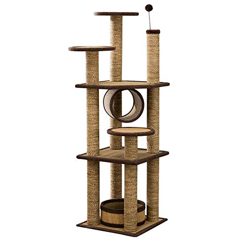 Cat Apartments Gewebtes Katzen-Klettergerüst, luxuriöser Kratzbaum, Vier Jahreszeiten, universeller großer Katzen-Klettergerüst, Kratzbaumturm (Farbe: Gelb, Größe: 45 x 45 x 138 cm) (Gelb 45 x 45 von FaLkiN