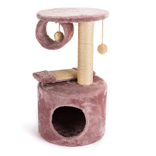 Cat Apartments Katzen und Haustiere Doppelschichtiges Katzenklettergerüst mit Sisalsäule, Katzenkratzbrett, Kratzbaum für Kätzchen, Kratzbaumturm (Farbe: Rosa, Größe: 31 x 31 x 54 cm) (Rosa 3 von FaLkiN