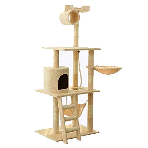 Cat Apartments Katzenbaum-Nest, vollständig umwickelte Sisalsäule, Heimtierbedarf, Katzenspielzeug, Katzen-Klettergerüst, Katzenkratzbrett, Katzenbaum, luxuriöser Katzenturm, Katzenbaumturm (Farb von FaLkiN