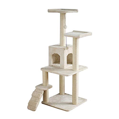 Cat Apartments Katzenklettergerüst, großes Massivholz-Katzenklettergerüst, Katzennest, Kratzbaum, EIN Sisal-Katzenregal, Katzengerüst, Katzenvilla, Katzensprungplattform, Katzenbaumturm (weiß, 61 von FaLkiN