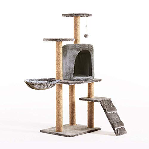 Cat Apartments Katzenklettergerüst Erhöhen Sie die Höhe des Kratzbaums Weiches Nest mit Katzenlöffel und Katzennest Katzenspielzeug Katzenkratzspielzeug Katzenbaumturm (Farbe: Grau, Größe: 41 x 4 von FaLkiN