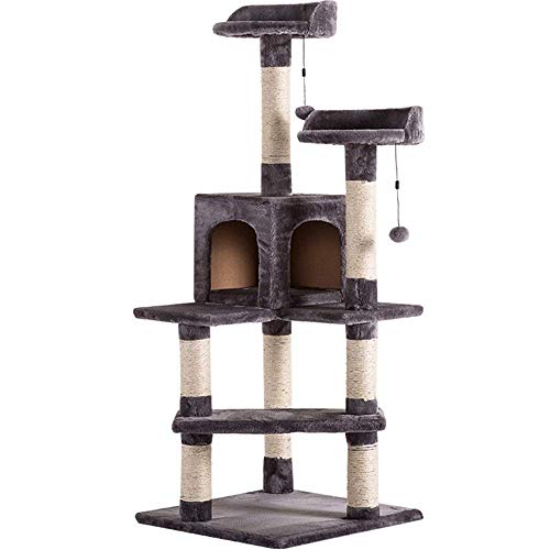 Cat Apartments Katzenspielzeug, mehrstufige Plattform, Katzenbaum, Sisalsäule, große Katze, Klettergerüst, Katzennest, luxuriöser Katzenkratzbaum, Katzenbaumturm (Farbe: Grau, Größe: 45 x 45 x 13 von FaLkiN