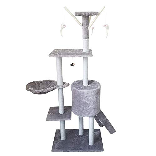 Cat Apartments Mehrschichtiger Kratzbaumrahmen mit lustigem Katzenstab, Katzenbaum, Haustier-Katzenspielzeug, Katzenklettergerüst, Katzengreifbrett, Kratzbaumturm (Farbe: Grau, Größe: 50 x 35 x 1 Cat Apartments Mehrschichtiger Kratzbaumrahmen mit lustigem Katzenstab, Katzenbaum, Haustier-Katzenspielzeug, Katzenklettergerüst, Katzengreifbrett, Kratzbaumturm (Farbe: Grau, Größe: 50 x 35 x 1 von FaLkiN