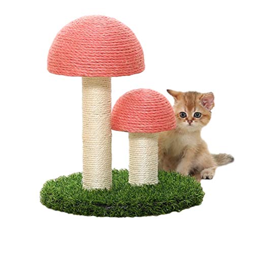 Catural Leinen-Klettergerüst für Haustiere, Katzenspielzeug, Pilzform, Katzen-Kratzbaum, Sisalseil, Kratzbaum, Kätzchenspielzeug, Kratzbaum (Farbe: Weiß) (Rosa) von FaLkiN