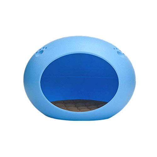 Halbgeschlossene eiförmige Katzentoilette, abnehmbare und spritzwassergeschützte Haustier-Katzentoilette, Tiefschlaf-Katzentoilette, Pink (Blau) von FaLkiN