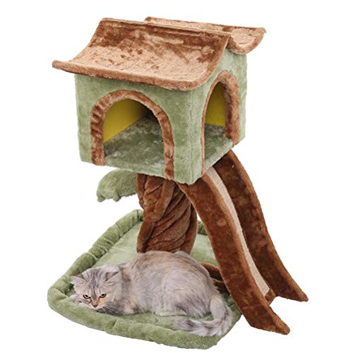 Katzen-Klettergerüst, Heimtierbedarf, großes Katzenstreu-Katzenbaum aus Holz, Katzen-Klettergerüst, Baumhaus (Farbe: Grün) (grün) von FaLkiN