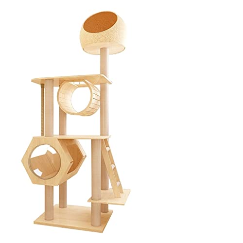 Katzen-Klettergerüst, Turm, Holz, große Raumkapsel, integrierte Sprungplattform, Katzenkratzstange, künstlich, s von FaLkiN