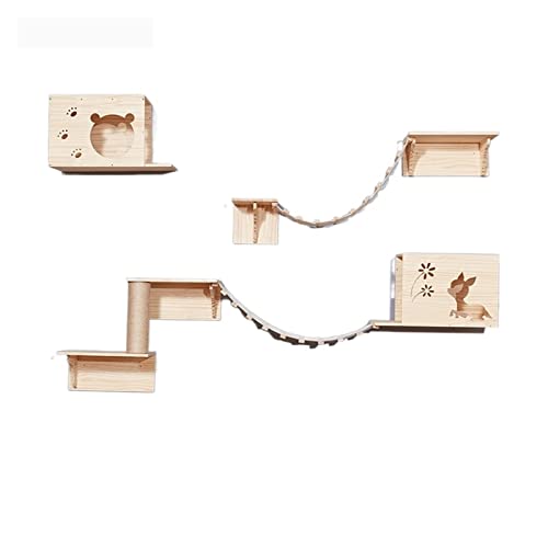 Katzen-Klettergerüst, an der Wand montierter Holz-Katzenstreu-Baum, Katzen-Wand-Sprungplattform, Haltepfosten-Platte von FaLkiN