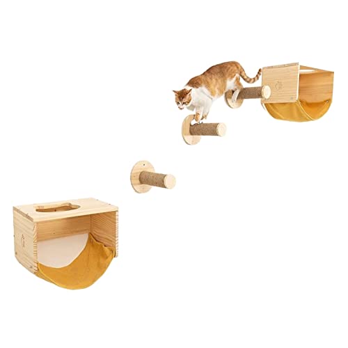 Katzen-Wandregale und Sitzstangen mit Kletterpfosten-Stufen. Moderne, an der Wand montierte Katzenmöbel aus Holz für Aktivitäten im Innenbereich, Schlafen und Spielen Katzen-Wandregale und Sitzstangen mit Kletterpfosten-Stufen. Moderne, an der Wand montierte Katzenmöbel aus Holz für Aktivitäten im Innenbereich, Schlafen und Spielen von FaLkiN