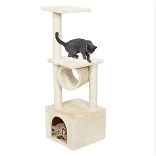 Katzenbaum-Spielzeug, Mehrschichtig, mit Hängematte, Katzenhausmöbel, Kratzbäume aus massivem Holz, Katzenkletterbaum für Katzen (Farbe: Beige) (Beige) von FaLkiN