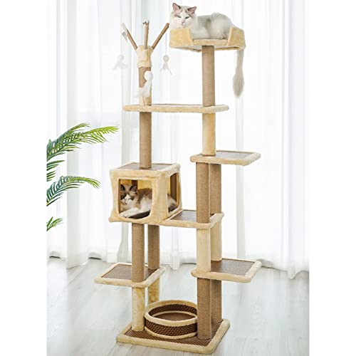 Katzenturm 62 Zoll mehrstufiger Katzenkratzbaum, Wandkatzenregale mit Sisalseil-Kratzbäumen für Kätzchen und große Katzen Katzenturm 62 Zoll mehrstufiger Katzenkratzbaum, Wandkatzenregale mit Sisalseil-Kratzbäumen für Kätzchen und große Katzen von FaLkiN