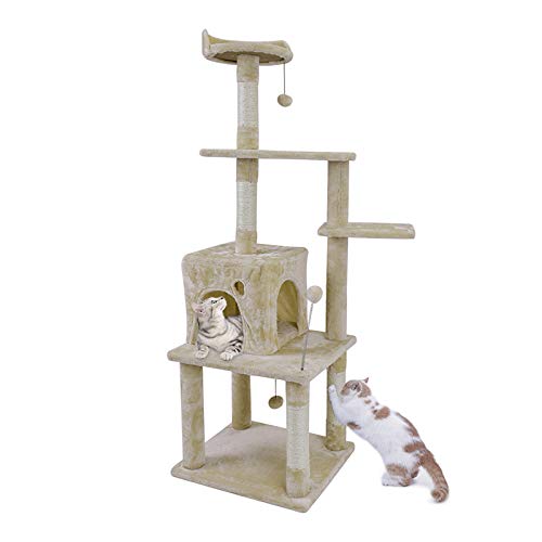 Kratzbaum, luxuriöse Katzenwohnungsmöbel, mehrschichtiger Turm mit Sitzstangen-Hängematten-Haltegriff zum Fangen von Bällen, Komplettpaket, mit Ersatzteilen, geeignet für Katzen zum Spielen und A Kratzbaum, luxuriöse Katzenwohnungsmöbel, mehrschichtiger Turm mit Sitzstangen-Hängematten-Haltegriff zum Fangen von Bällen, Komplettpaket, mit Ersatzteilen, geeignet für Katzen zum Spielen und A von FaLkiN