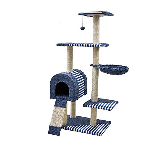 Kratzbaum Condo Kitten Tree Mehrschichtiges Katzenklettergerüst Sisalseil Katzenständer Kratzfester Kratzbaum (Farbe: Blau, Größe: 60 * 40 * 123 cm) g (Farbe: Blau, Größe: 60 * 40 von FaLkiN